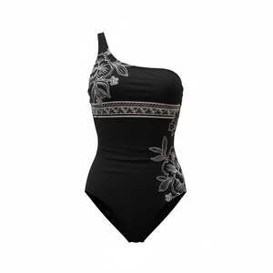 La Blanca Women's Shadow Floral One Shoulder Tummy Control One Piece Swimsuit